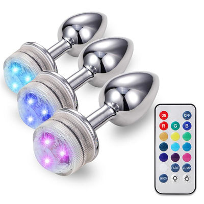 Los juguetes teledirigidos del sexo anal IP68 de la luz del LED atan el enchufe anal para los hombres de las mujeres
