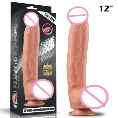 Consoladores del silicón del doble capa 12&quot; masturbación femenina del pene realista enorme