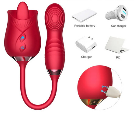ABS Rose Vibrator Dildo Rose Clit del silicón que lame el vibrador 369x32m m