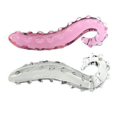 juguetes largos del sexo de los adultos del consolador de cristal del hipocampo del rosa del 17.5*3.2cm