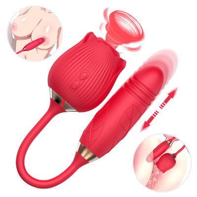 El doble seguro de Rose Sucking Vibrator Dildos Teasing del silicón dirige los juguetes del sexo femenino