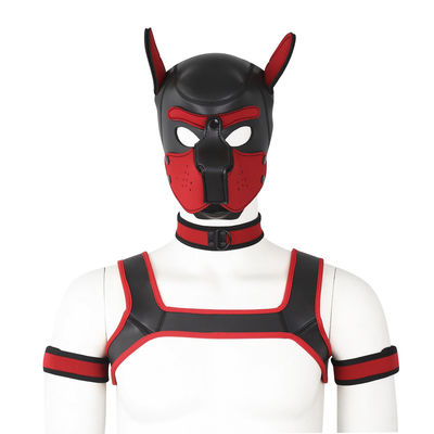 Perro Hood Mask Neck Collar del juego del perrito de la esclavitud del fetiche del sexo de ROHS