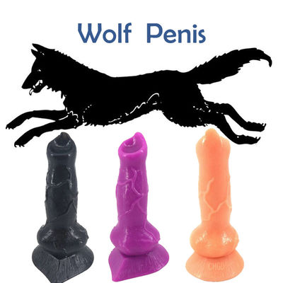 Sexo grande atractivo Toy For Lesbian del enchufe de la cabeza el 18.2*4.1CM Wolf Dog Animal Dildo Anal